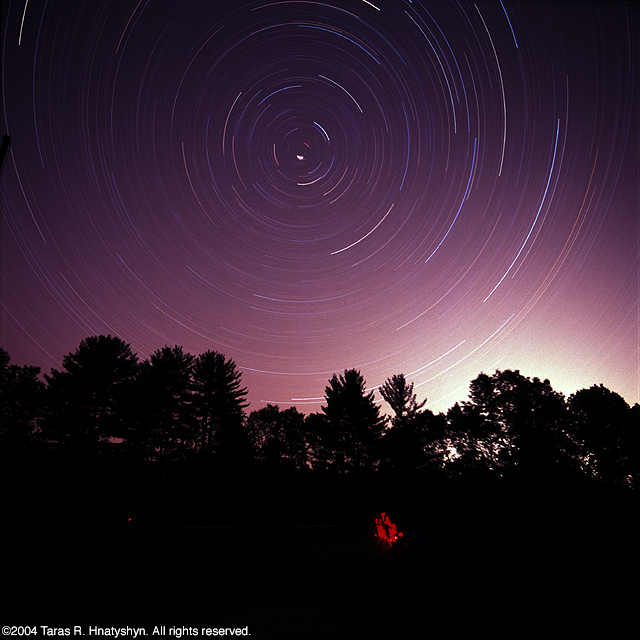 Star Trails with Telescope and Observer.