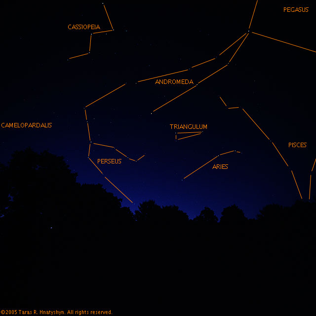 Perseus and Andromeda before dawn.